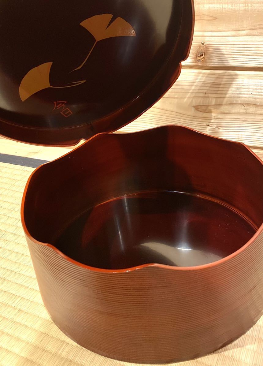  tea utensils [ wooden lacquer paint Chitose tray cover reverse side ginkgo biloba . Urasenke for tray . this side for ]... Urasenke lacquer bending ..... old flower shape tray mountain road tray . point tea ceremony .. tea . tea .