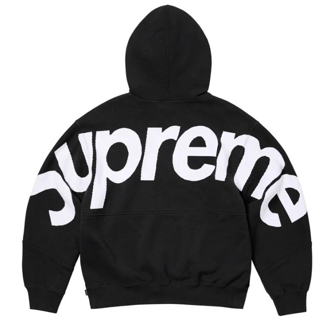 Supreme シュプリーム Big Logo Jacquard Hooded Sweatshirt 2023fw L サイズ Black 黒 ブラック 新品 正規品 Box Logo パーカー フーディ_画像1