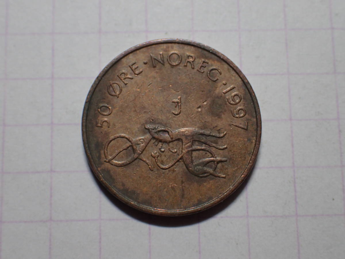 ノルウェー王国 50オーレ(50 RE,0.5 NOK)銅貨 1997年 解説付き 116_画像4