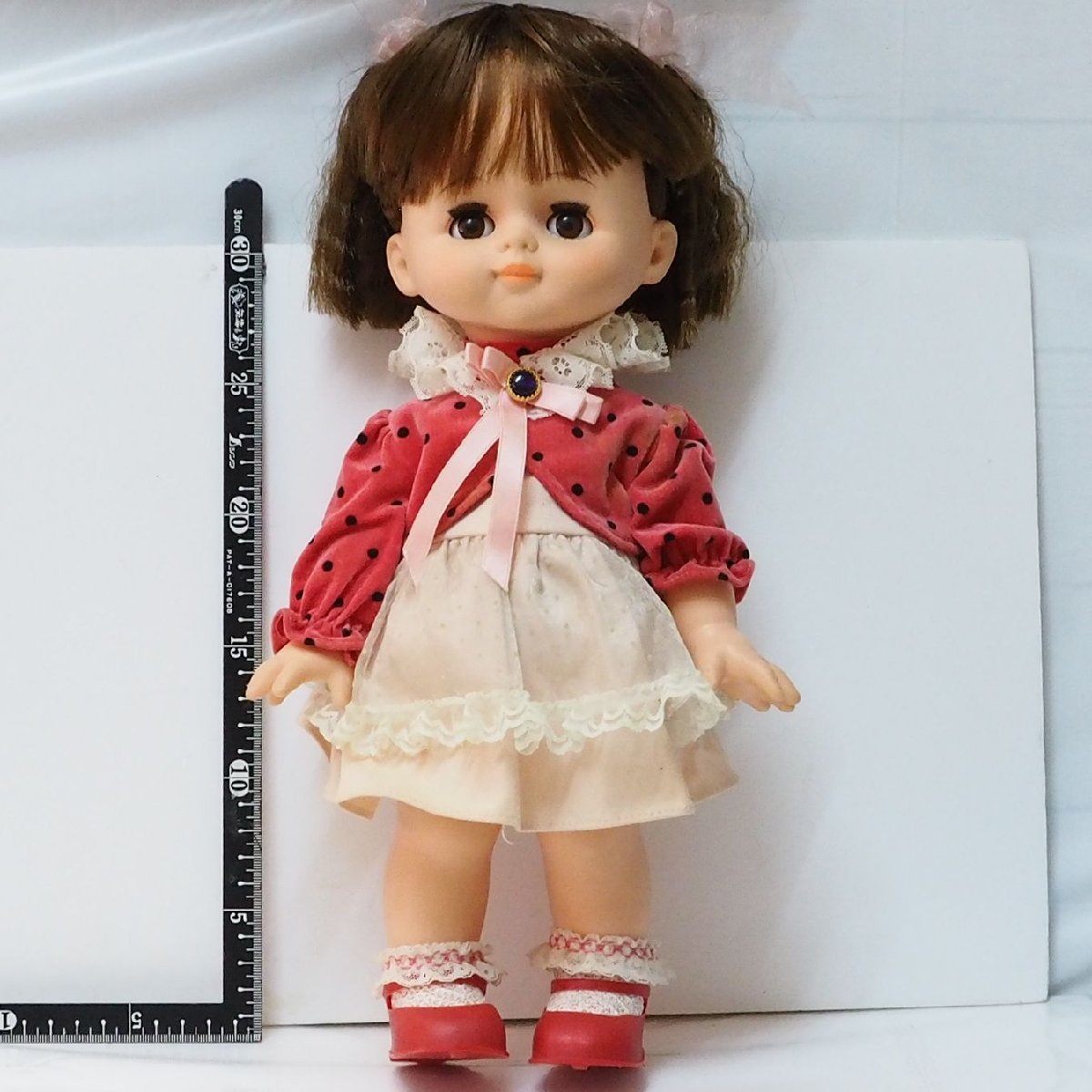 昭和レトロ【抱き人形 全長 約37cm】メーカー不明■メルちゃん ドール 着せ替え 女の子 子供 ままごと【中古・本体のみ】送料込_画像１