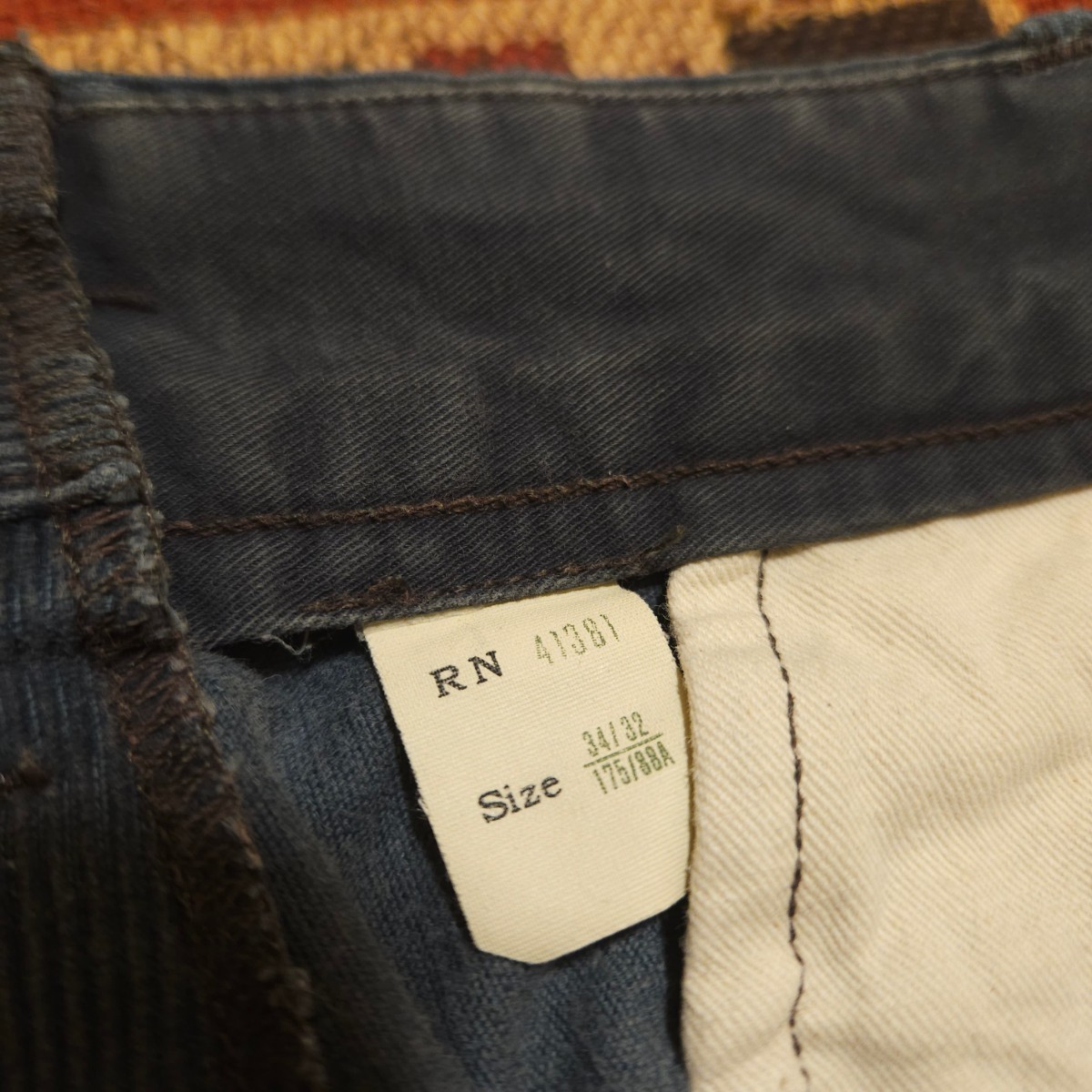 【逸品】 RRL Corduroy Work Trousers 【34×32】 コーデュロイ ワーク トラウザー 藍色 インディゴ ボタンフライ Ralph Lauren_画像4