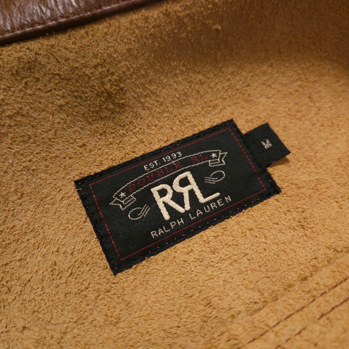 【逸品】 RRL 1st Cowhide Leather Jacket 【M】 カウハイド ジャケット 牛革 レザー バックルバック ライダース 焦げ茶 Ralph Lauren_画像3