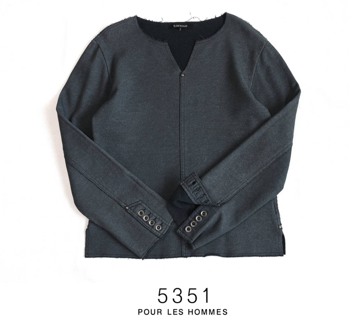 5351POUR LES HOMMES（5351プールオム）袖ボタン付き・コーティング加工スウェット size2 日本製 MADE IN JAPAN.
