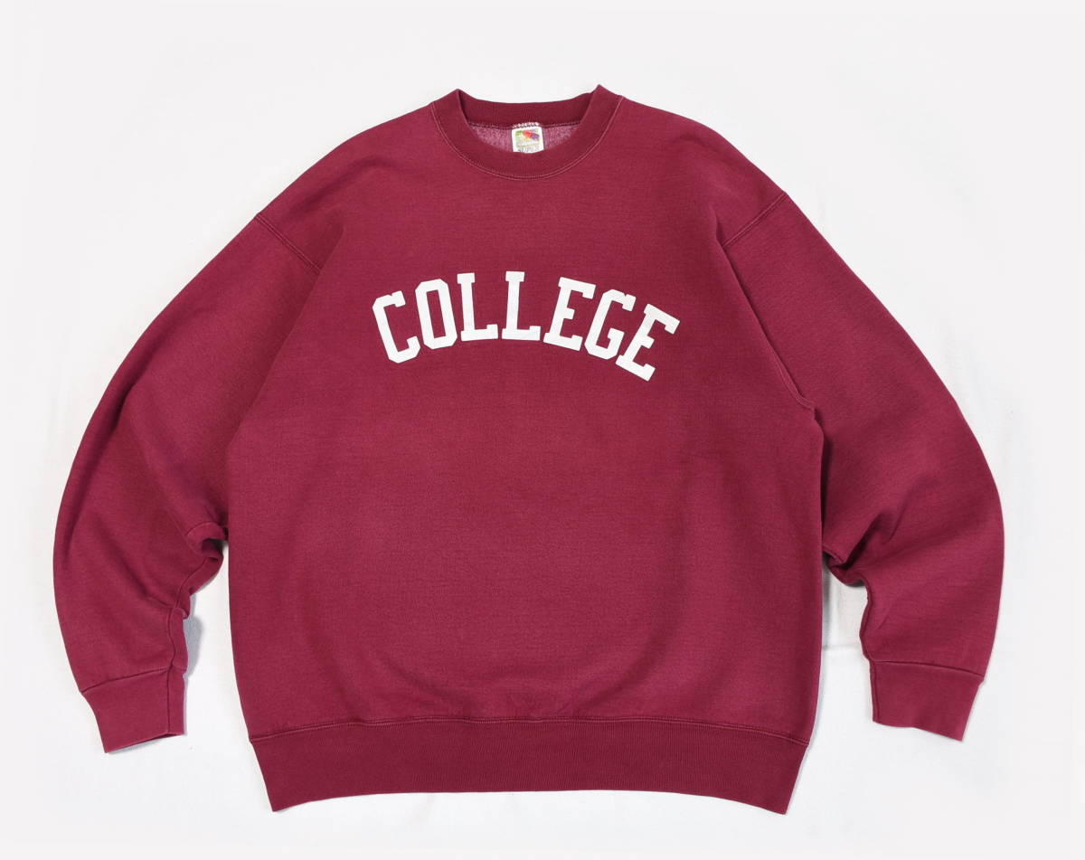 USA製！ FRUIT OF THE LOOM (フルーツオブザルーム)　“COLLEGE”　ヴィンテージスウェット sizeXL　 MADE IN USA_画像4