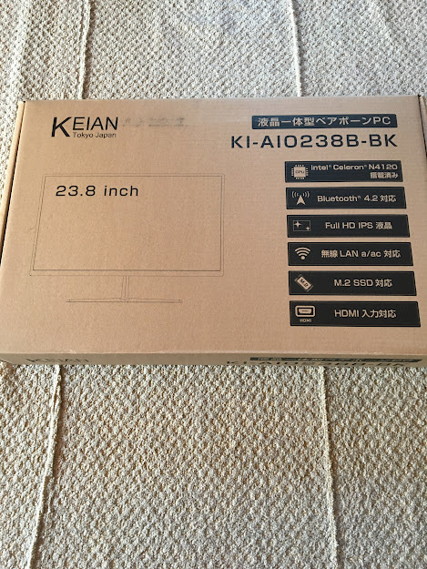 送料無料　新品同様品　KEIAN 23.8型フルHD液晶ディスプレイを装備した一体型PC SSD120GB OS：Win10