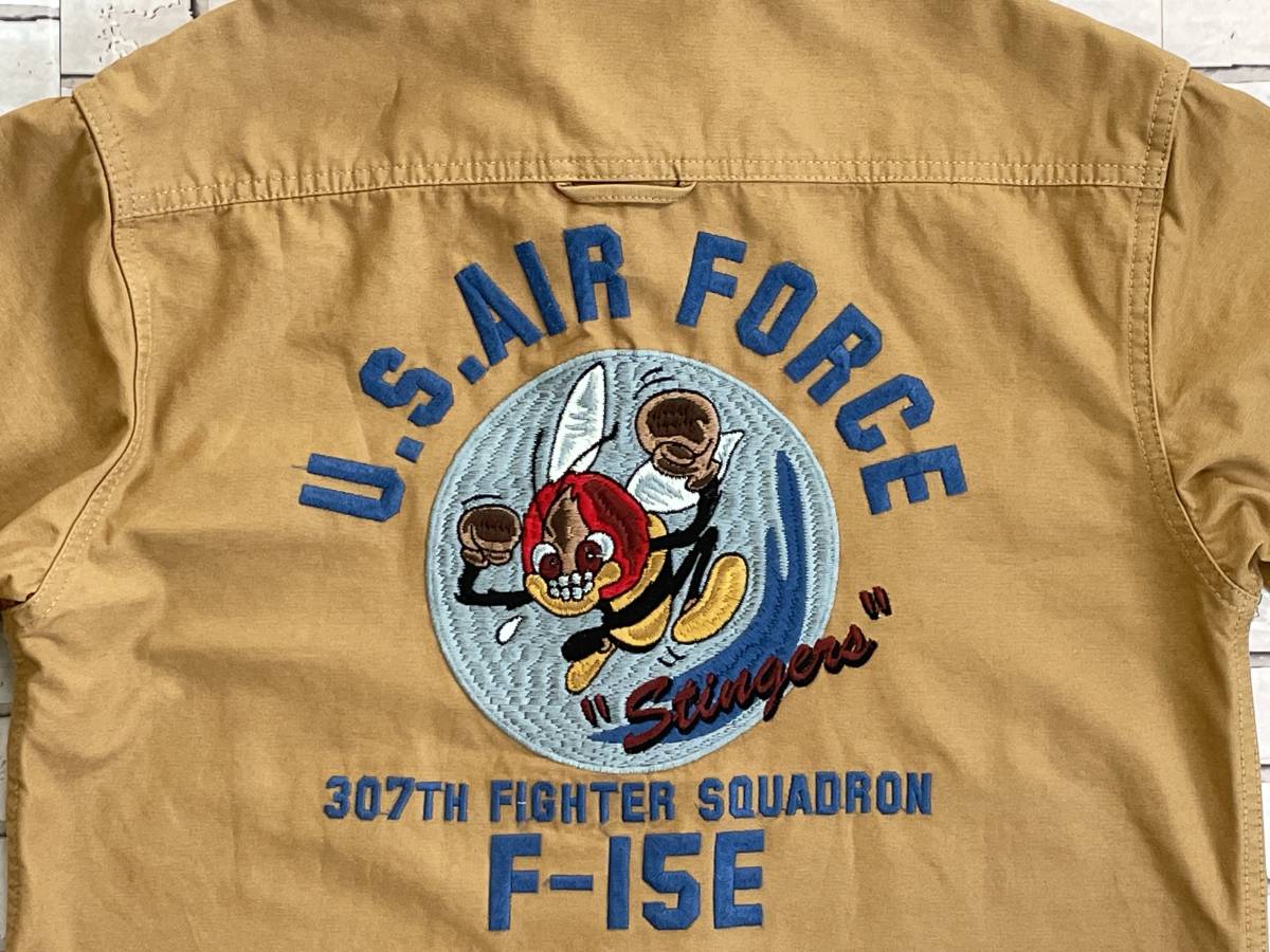 ＵＳＥＤ　ヒューストン　HOUSTON　長袖ワークシャツ　サイズＬ　40047　USAF F-15E 307TH_バックスタイル