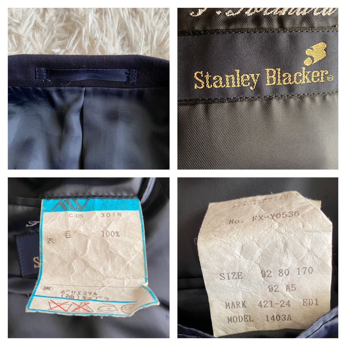 【人気モデル】スタンリーブラッカー Stanley Blacker ダブルブレスト テーラードジャケット 紺ブレザー メンズ 92-80-170 A5 M相当 _画像8