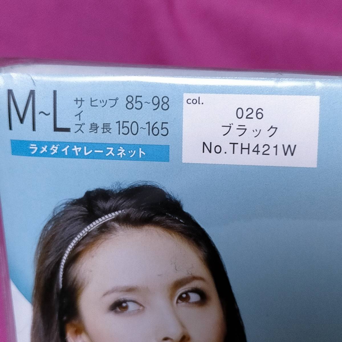 匿名★同梱歓迎【ZZ】★Tuche 加藤夏希 ラメダイヤレースネット 網タイツ ストッキング パンスト M-L 日本製 GUNZE 黒_画像6