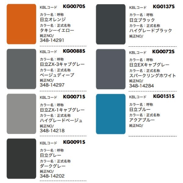 4本 日立オレンジ KG0070S タキシーイエロー相当色 純正No.348-14291 要在庫確認 KBL 建機 スプレー 塗料 ユンボ バックホ_画像4