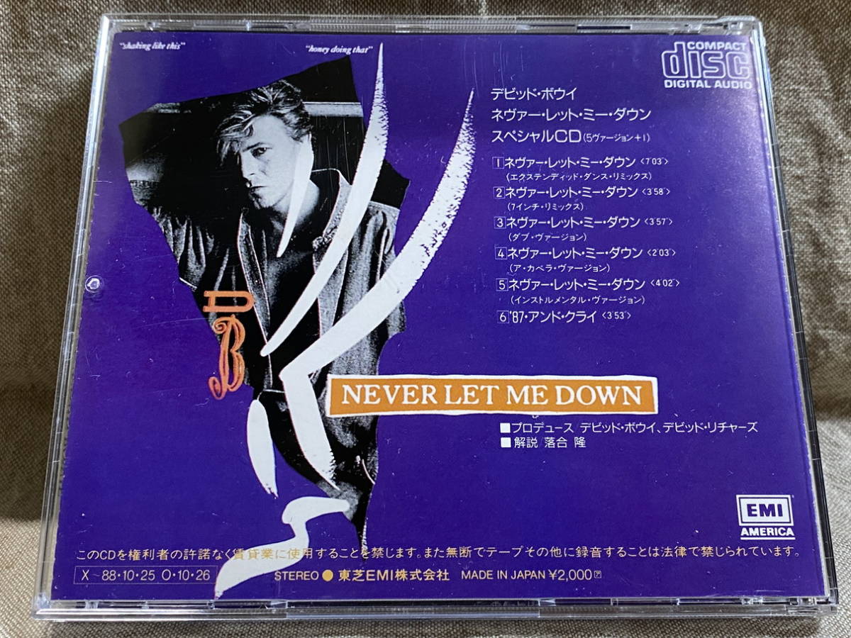 DAVID BOWIE - NEVER LET ME DOWN SPECIAL CD CP20-5520 国内初版 日本盤 帯付 廃盤 レア盤の画像2