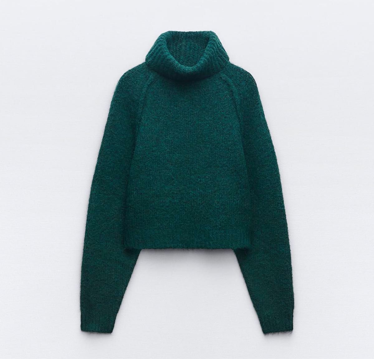 2023AW ZARA クロップド丈 タートルネック ニット グリーン 緑 S 2023AW ZARA クロップド丈 タートルネック ニット グリーン 緑 S