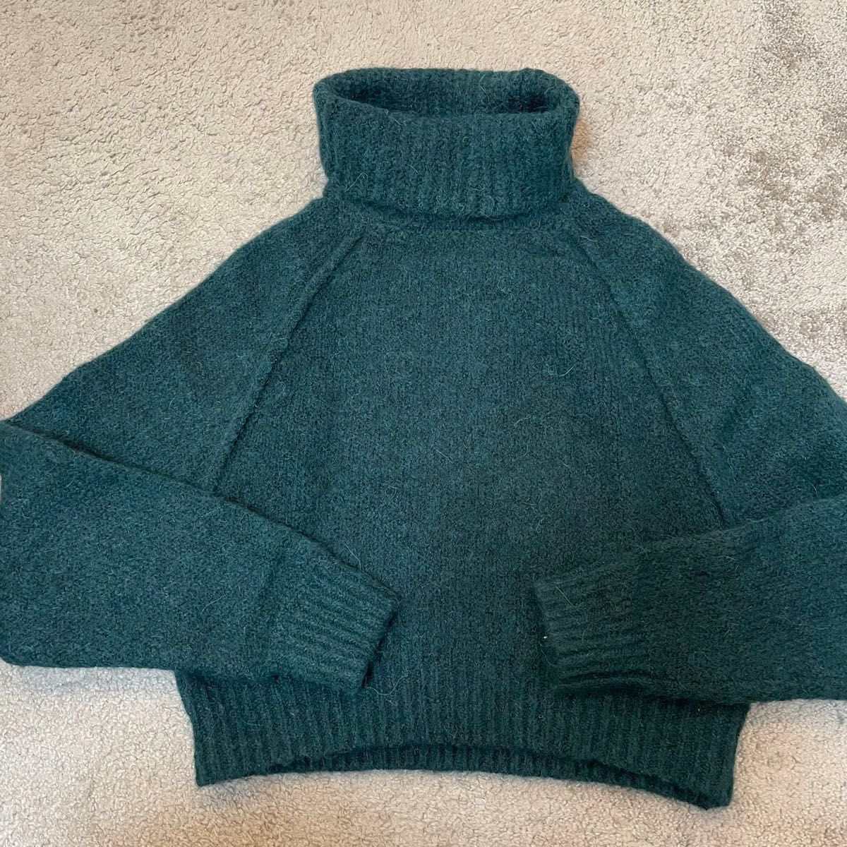 2023AW ZARA クロップド丈 タートルネック ニット グリーン 緑 S 2023AW ZARA クロップド丈 タートルネック ニット グリーン 緑 S