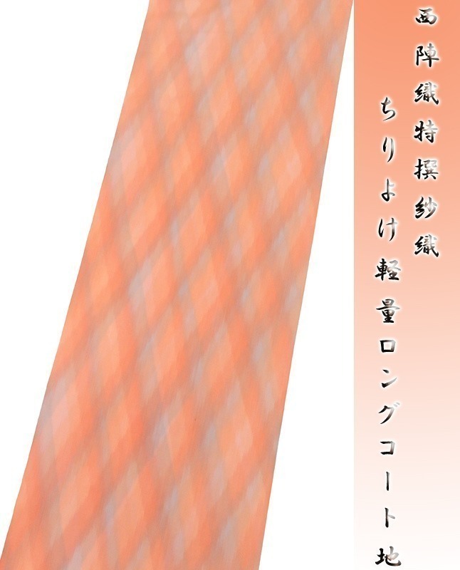 ※店舗改装・在庫一掃売り尽くし！【仕立無料】西陣織特撰紗織ちりよけ軽量ロングコート地☆単衣、夏物兼用（201219-324）