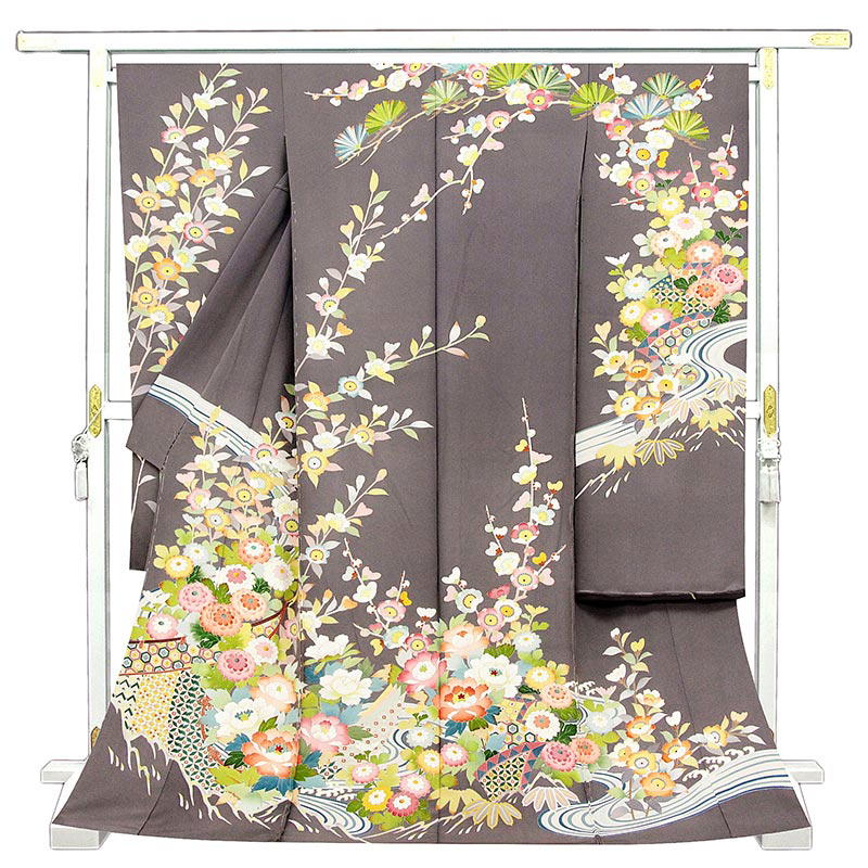 * store modified equipment * stock one . sales![.. free ] Kyoto .. distinguished family . guarantee . quality product *. beautiful ... Special . long-sleeved kimono * Kyouyuuzen industrial arts hand .. four season flower . water . morning writing (s12223)