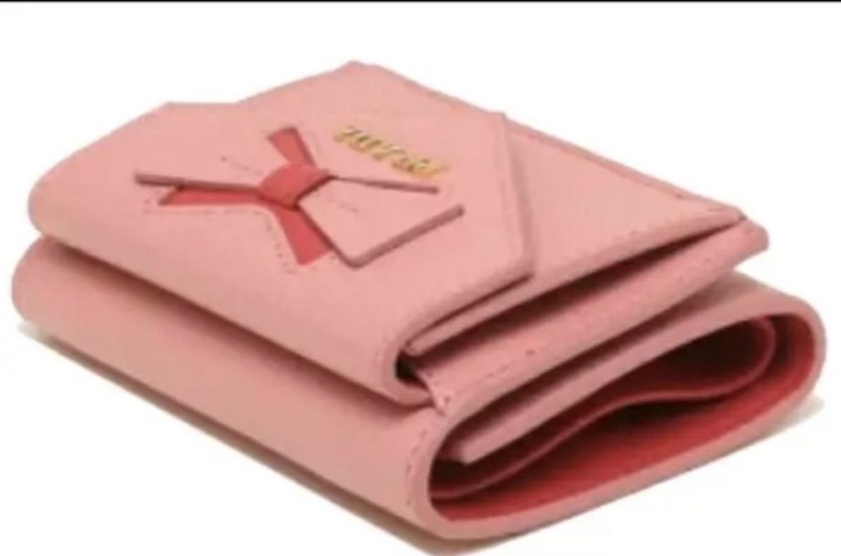 新品 プラダ PRADA リボン付 ロゴ 三つ折り財布 ピンク&バイ 新品 プラダ PRADA リボン付 ロゴ 三つ折り財布 ピンク&バイ