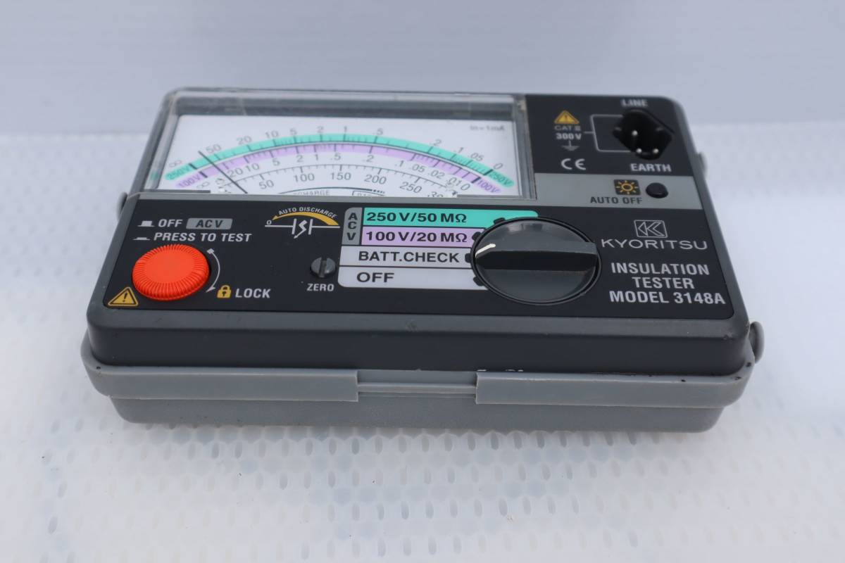 D0081 Y 【中古・動作確認済】KYORITSU 2レンジ小型絶縁抵抗計 MODEL3148A INSULATION TESTER_画像2