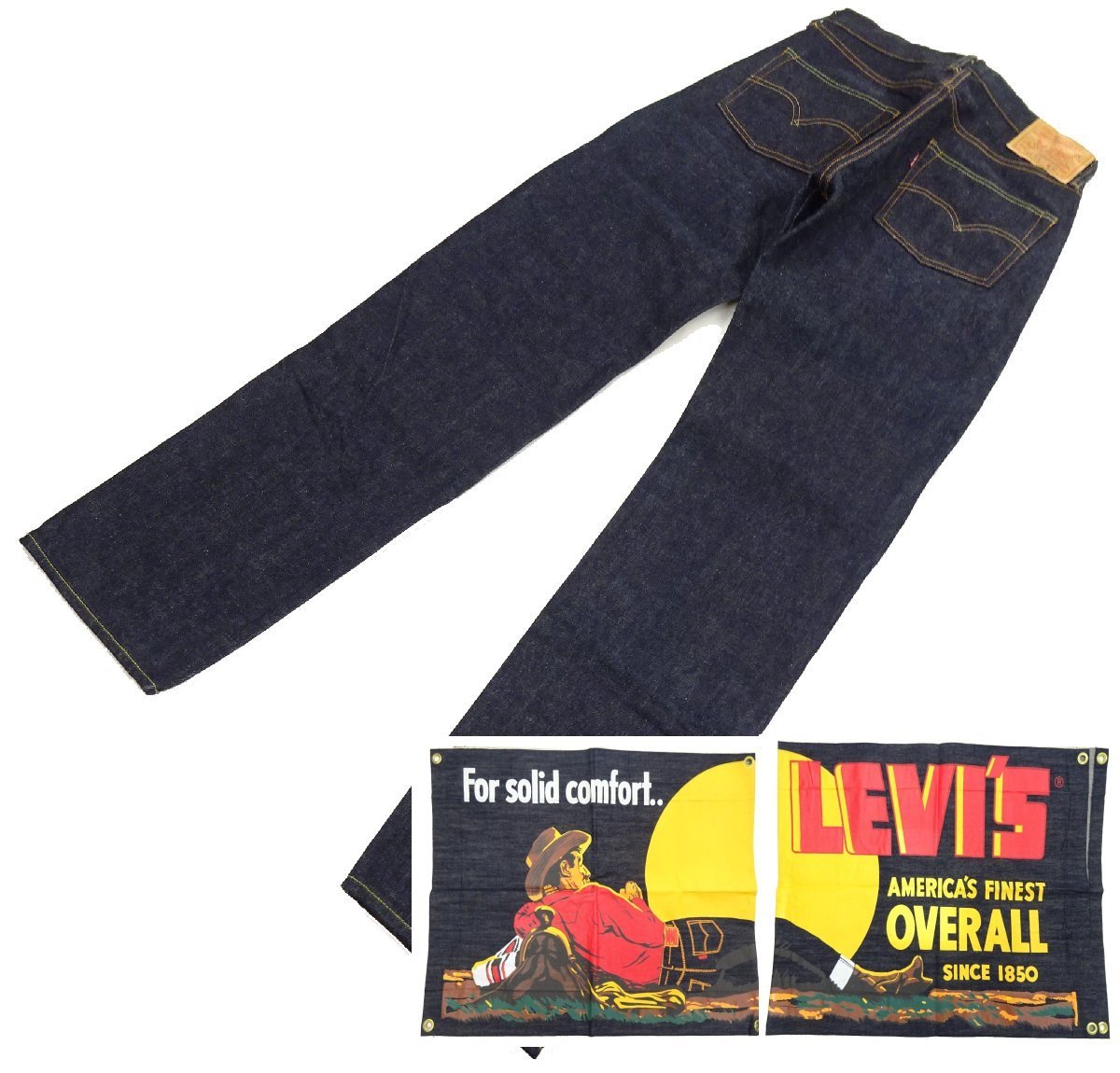 バナー付!!【試着のみ/美品】Levi's リーバイス 501XX 55501 W31 L36 デニム パンツ 限定 濃紺 1955 復刻 長期保管品_画像1