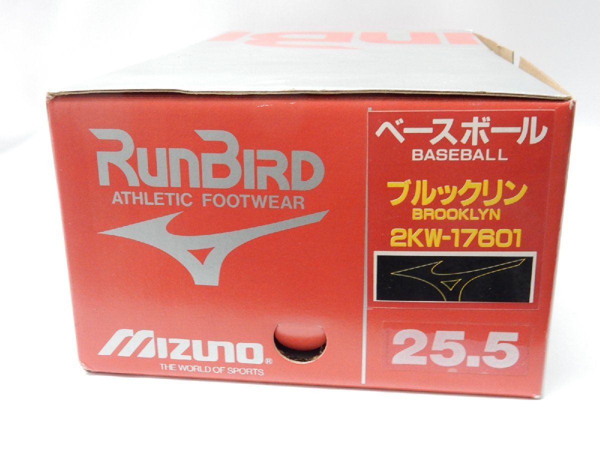 レア【未使用】MIZUNO ミズノ Run Bird 野球 スパイク ブルックリン 2KW-17601 当時物 デッドストック ピッチャー 25.5cm ブラック レザー_画像4