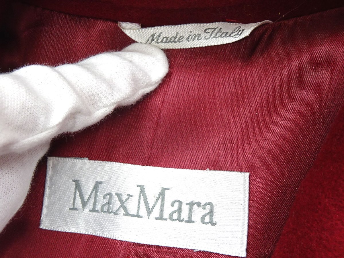 MAX MARA マックスマーラ アンゴラ ウール 50/50 ロング コート 赤 レディース 44 イタリア製【良品】_画像5