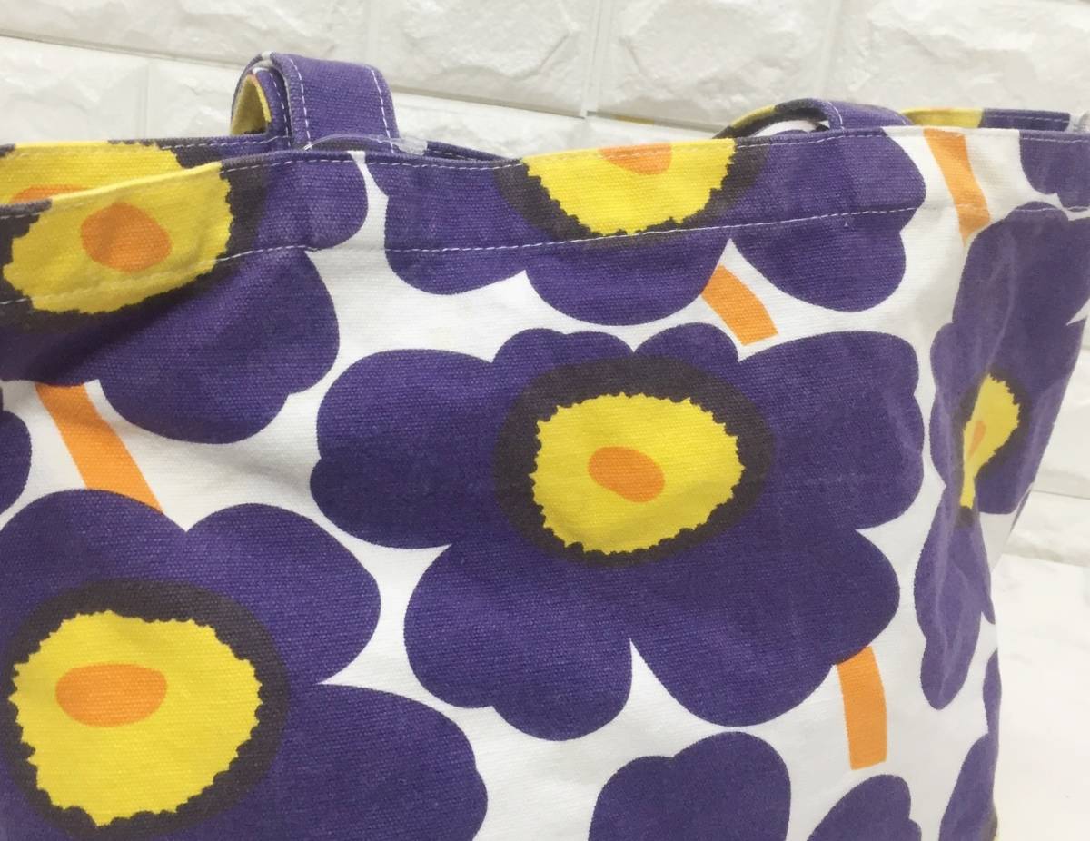 no18550 Marimekko マリメッコ ウニッコ柄 キャンバス ハンド トート バッグ_画像3