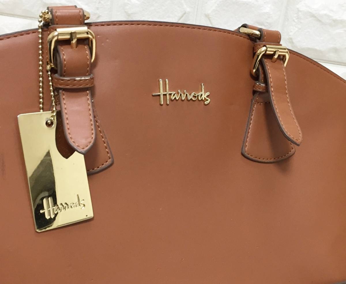 no18872 Harrods ハロッズ レザー PVC ハンド トート バッグ ☆_画像3