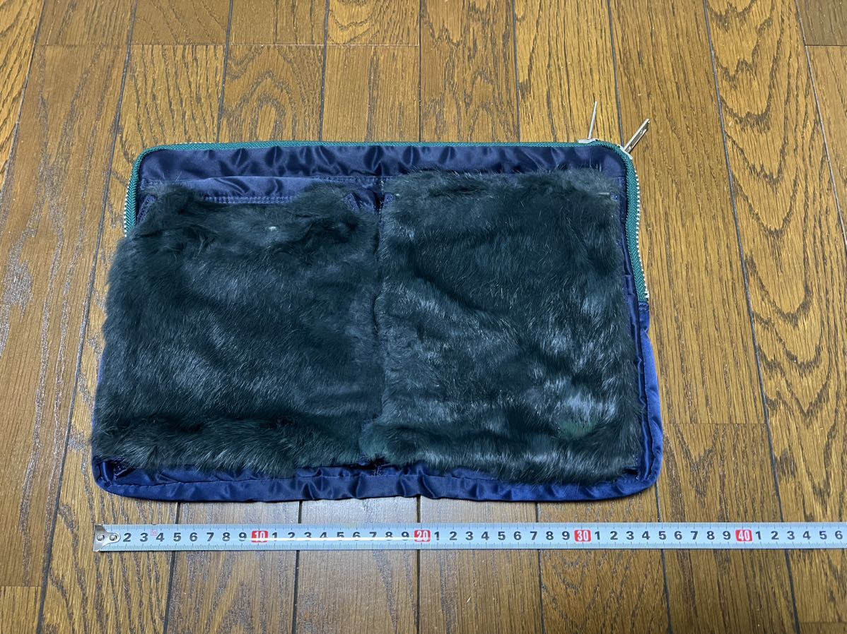 sacai porter clutch des fur green head garcons bag tanker comme blue サカイ ポーター クラッチ バッグ ファー_画像1