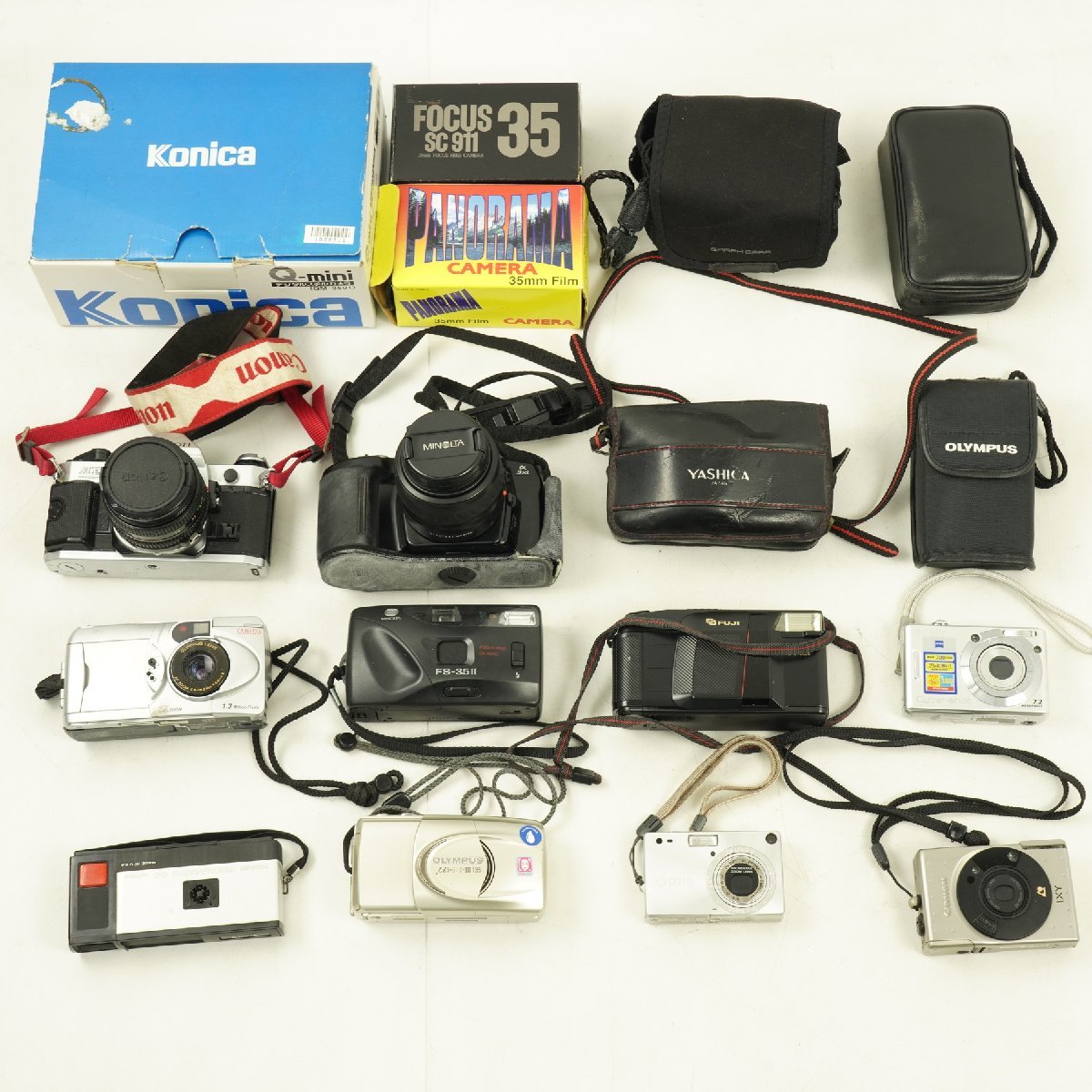 ジャンク品◆フィルムカメラ 一眼レフ デジタルカメラ 等 まとめ売りセット Canon AE-1/MINOLTA α 3xi/OLYMPUS/YASHICA/SONY/他[R12187]_画像1