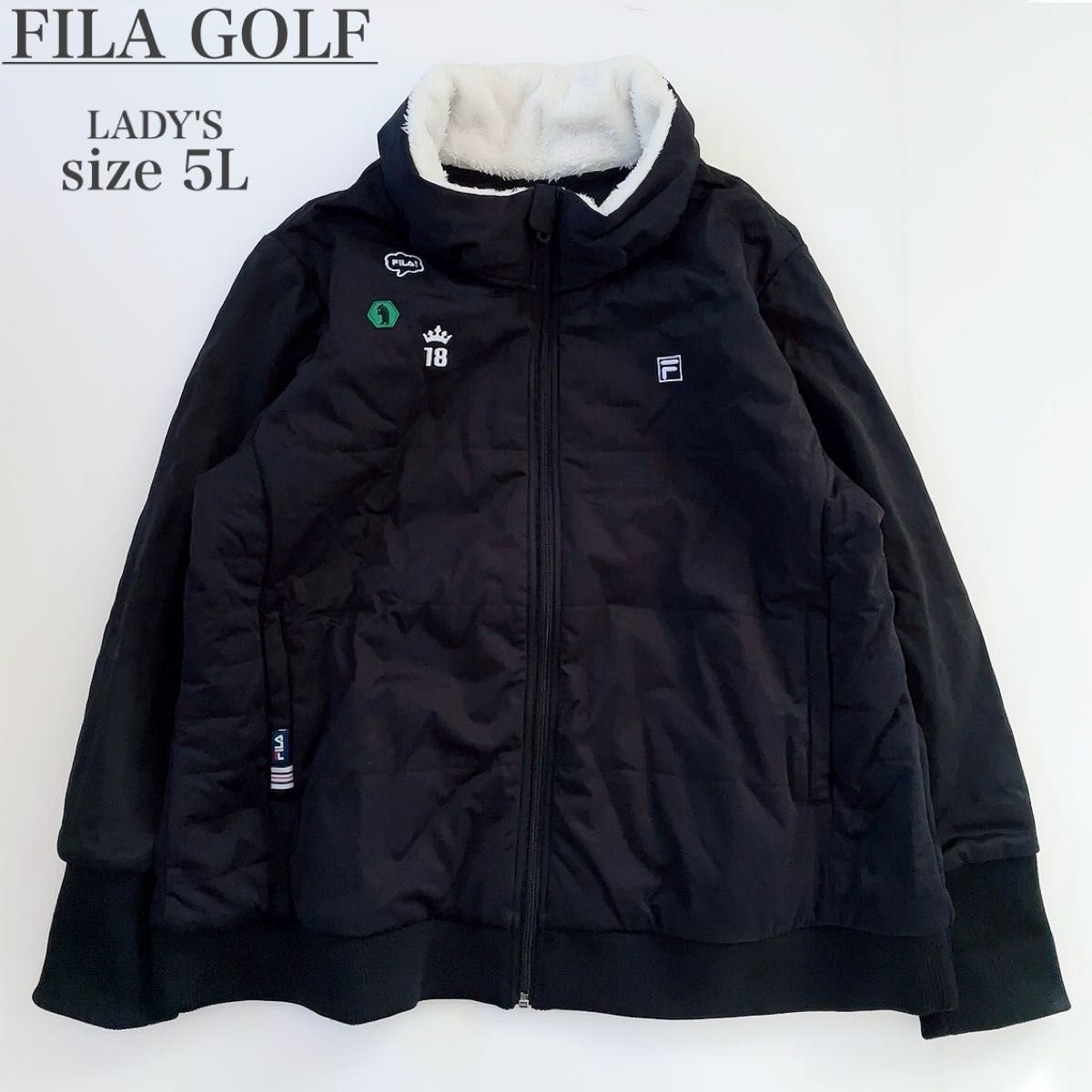 FILAGOLF フィラゴルフ FILA 5L 4XL レディース 中綿 ブルゾン ジャケット ボア 防寒 秋冬 大きいサイズ 黒