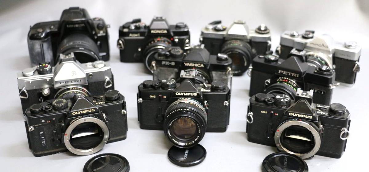 1円～ 【フィルム一眼レフカメラ】オリンパス ミノルタ コニカ ヤシカ など 10台 セット まとめて　 _画像1