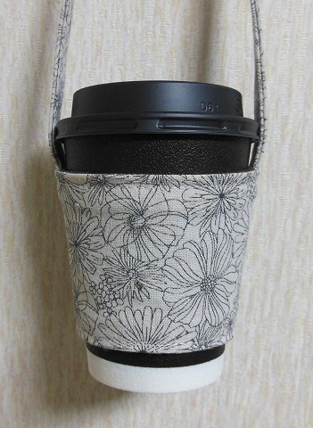 0 coffee sleeve 0. floral print cotton poly- 0 hand made cup holder convenience store size S-M