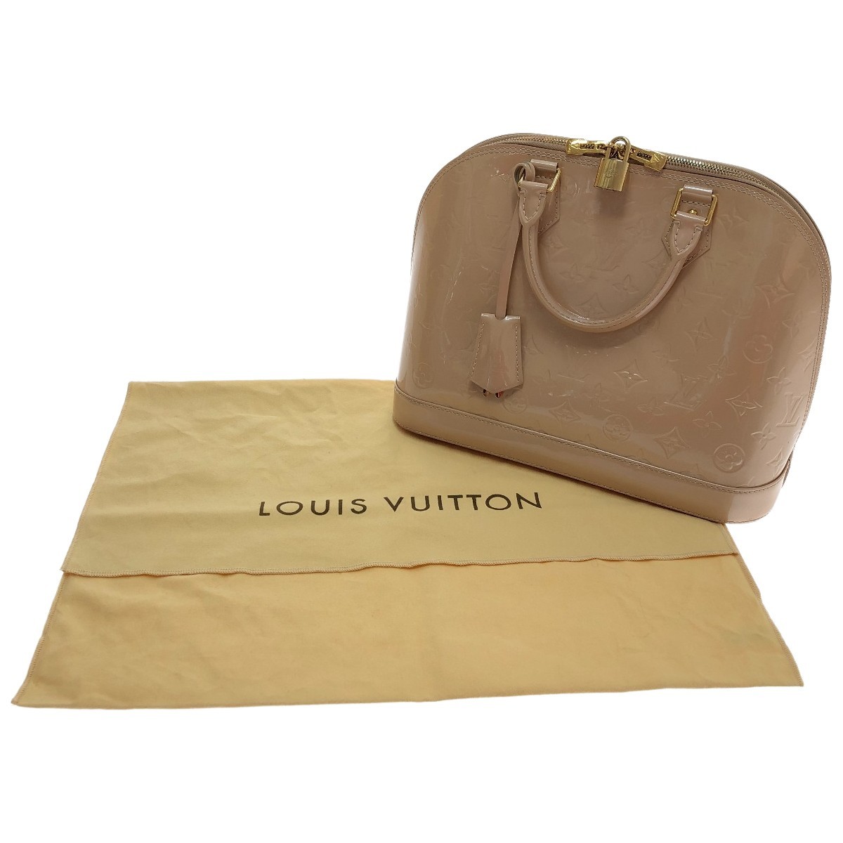 □□ LOUIS VUITTON ルイヴィトン ハンドバッグ モノグラム・ヴェルニ アルマPM M90170 デュンヌ やや傷や汚れあり_画像1