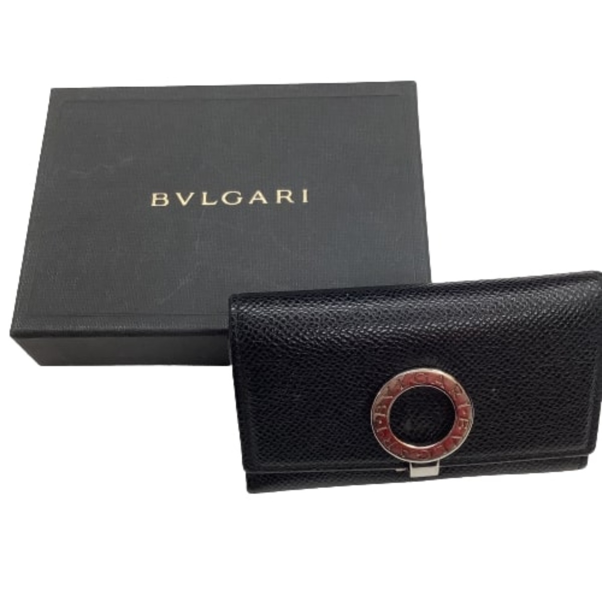 ♪♪ BVLGARI ブルガリ 6連 キーケース レザー ブラック やや傷や汚れあり_画像1