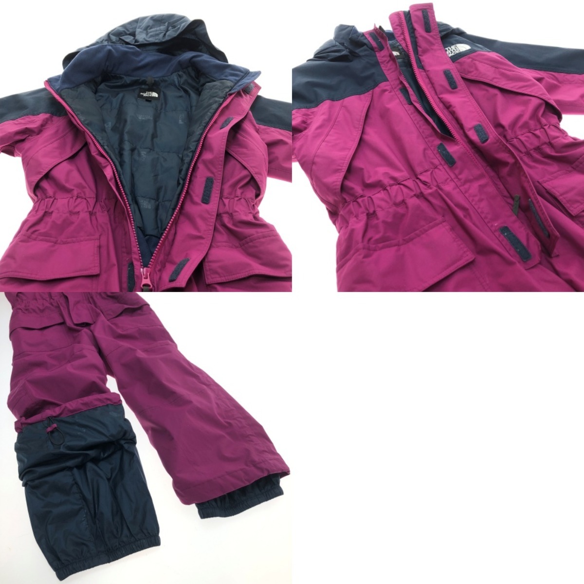 ** THE NORTH FACE The North Face water proof One-piece 110cm NSJ61908 navy × purple a little scratch . dirt equipped 