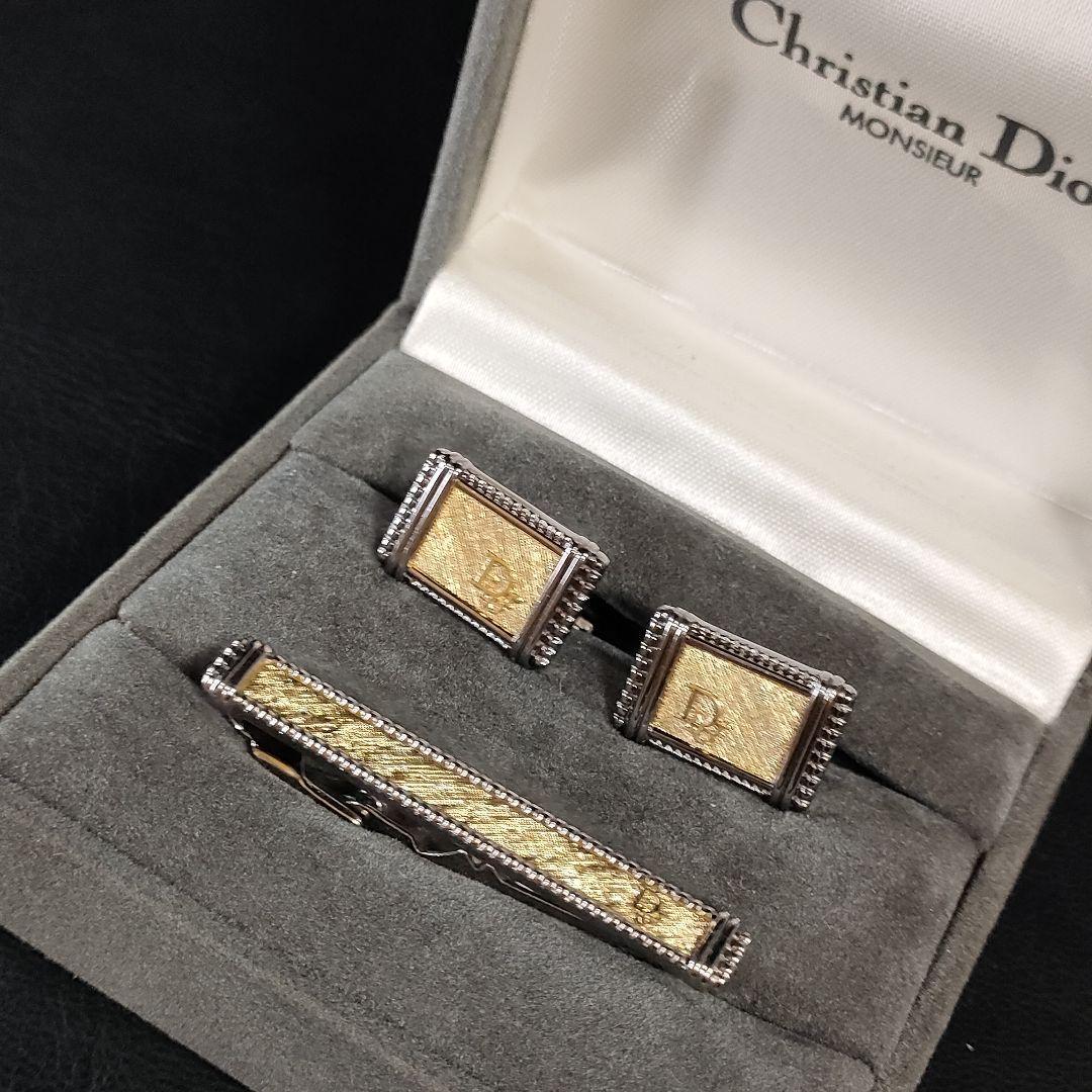 極美品】Dior ディオール カフス・タイピンセット ゴールド 極美品】Dior ディオール カフス・タイピンセット ゴールド