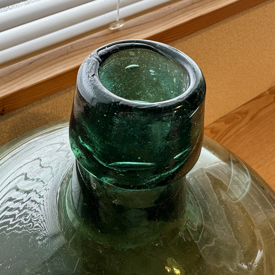 昭和レトロ 特大デミジョンボトル ガラス瓶 緑 花瓶 アンティーク 高さ43cm_画像6