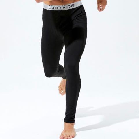 新品 メンズ 2XLサイズ　CAOKOE ブラック　ロゴ　WILD カッコいい　sexy タイツ　スパッツ　アンダーウェロングスパッツ スポーツレギンス_画像3