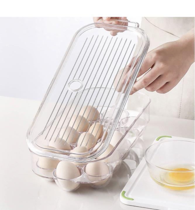 (16個入り) 卵ケース 冷蔵庫 収納 卵入れ 卵ボックス 卵収納 卵容器蓋付き_画像6