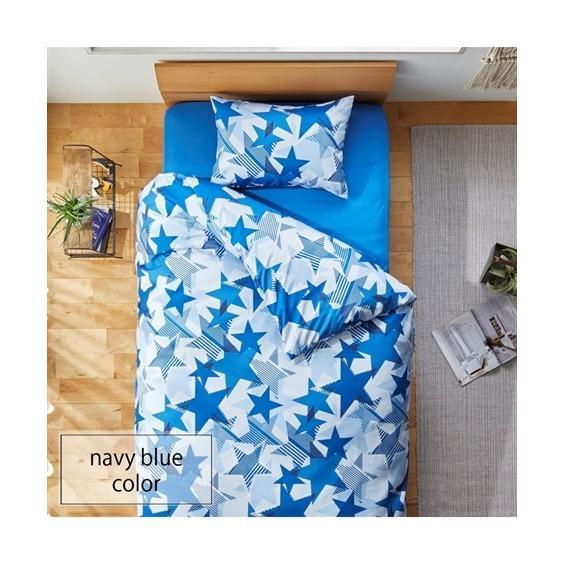 シングルロングサイズ ベッド用寝具カバー3点セット 布団カバーセット 掛けカバー シーツ 洋式カバーリング 星柄ブルー 2100-2491-S_画像6