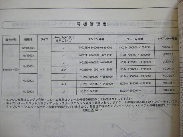 ホンダ シャドウ Shadow 400 パーツリスト 4版 NC34 NV400C パーツカタログ 整備書☆_画像3