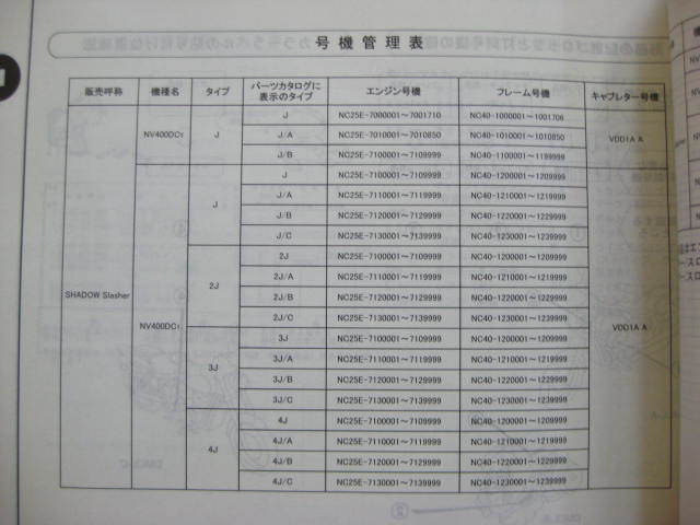 ホンダ シャドウスラッシャー Shadow Slasher パーツリスト 8版 NC40 NV400DC パーツカタログ 整備書☆_画像3