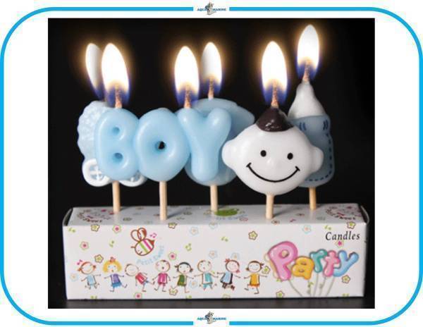 E228 BB baby Boy candle low sok cake decoration abroad design birthday party Bay Be Kids man blue 