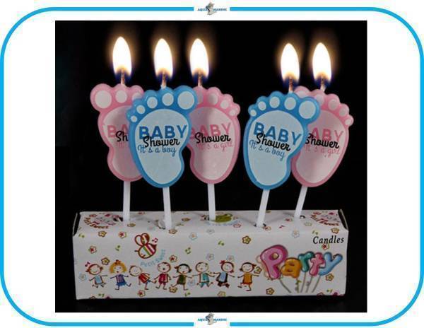 E228 BF baby foot свеча low sok кекс украшение за границей дизайн день рождения party Bay Be младенец голубой розовый 