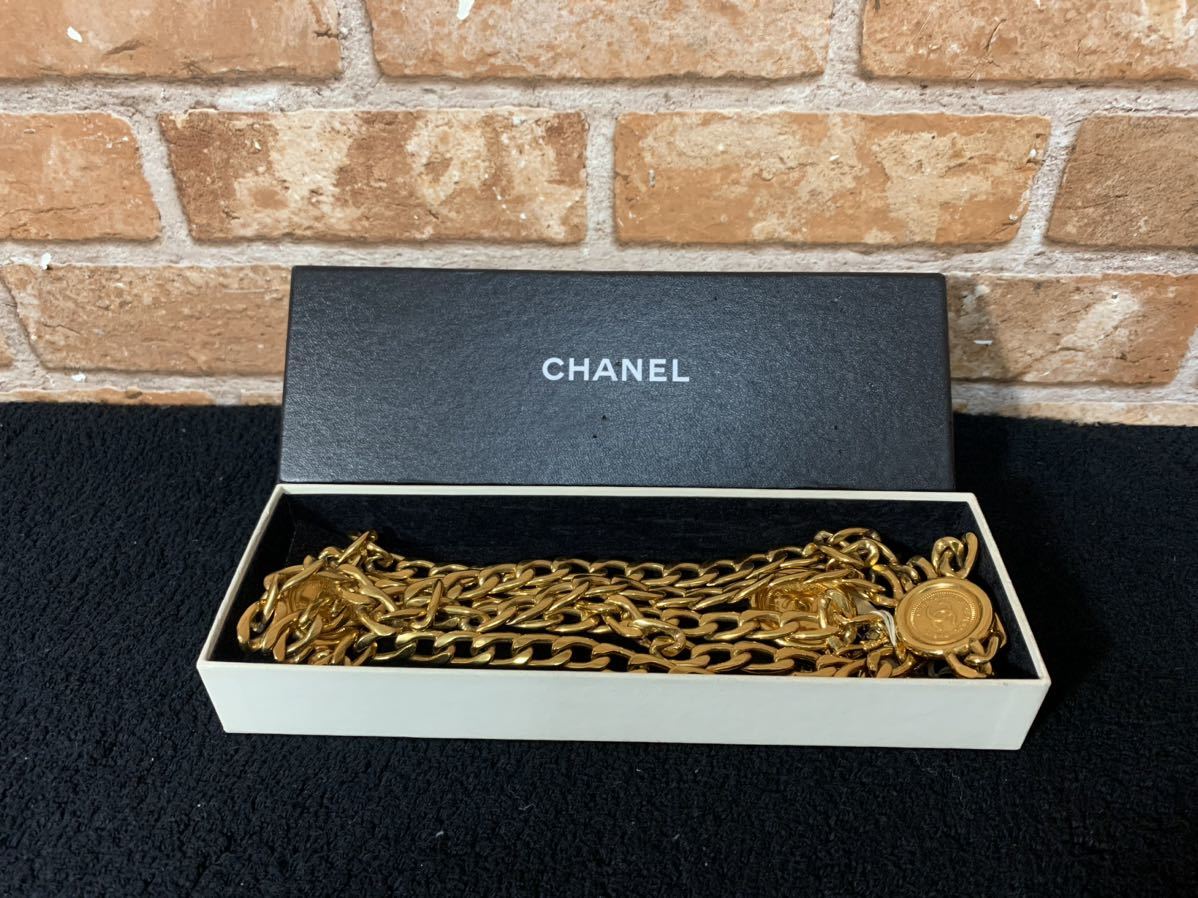 CHANEL シャネル ココマーク チェーンベルト GP ゴールド ヴィンテージ コインモチーフ_画像1