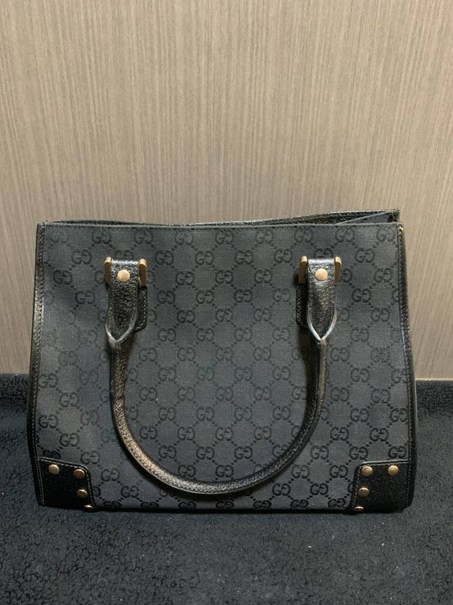 美品 グッチ GUCCI GG柄 トートバッグ ハンドバッグ スタッズ トートバッグ GGキャンバス ブラック 124360_画像2