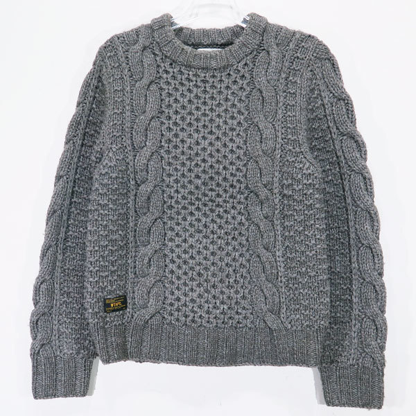 WTAPS ダブルタップス 14AW ARAN KNIT/SWEATER.WOAC 142MADT-KNM05 アラン ニット セーター グレー トップス ケーブルニット dez_画像1