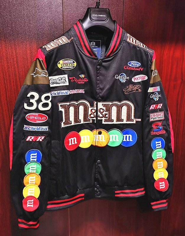 限定品※定価8万◆イタリア・ローマ発*ROBERT CAVANI/ロベルトカバーニ・m&m's*豪華刺繍・ワッペン・スタジアムジャンパー/Sサイズ黒_画像9