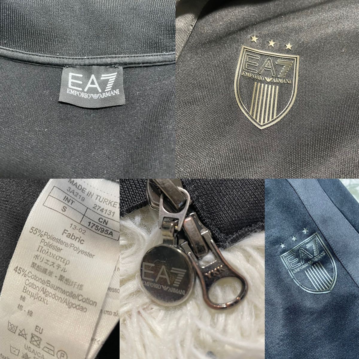 EMPORIO ARMANI エンポリオ アルマーニ ジャージ 上下 セット ジャケット EA7 ロゴ ストレッチ ブラック 黒 M相当 コットン 綿_画像5