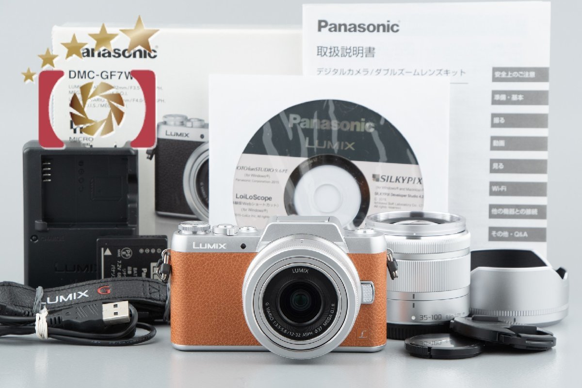 【中古】Panasonic パナソニック LUMIX DMC-GF7W ダブルズームレンズキット ブラウン 元箱付きの画像1