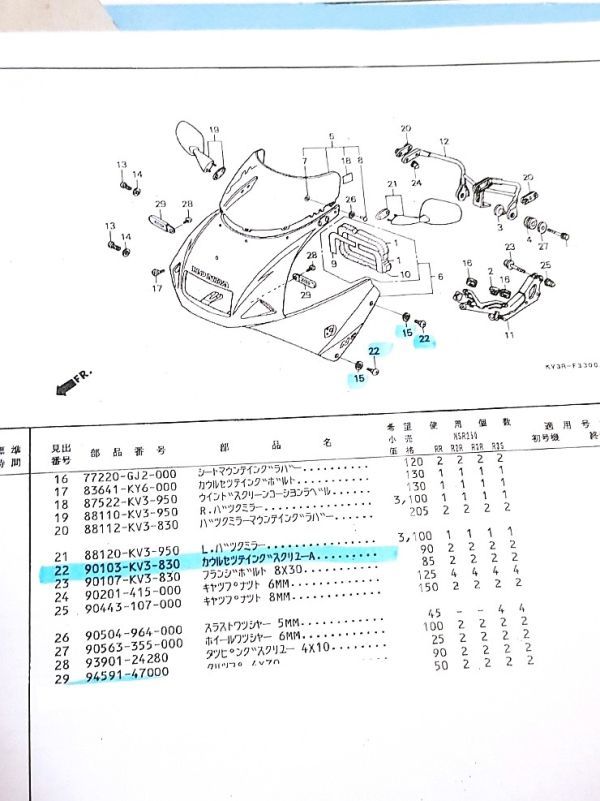 115-B◆ホンダ NSR250 チタン合金 カウルセッティングボルト(ミドルカウルボルト) MC21,MC28,NSR125,CRF,XR,S-WING ホンダ 多数互換_画像10