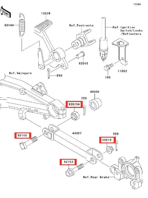 105-K-7◆ZRX1200R トキコ リアキャリパー 純正トルクロッド チタン合金 ボルト＆ナットセット カワサキ ZRX, スズキ バイク 多数互換の画像10